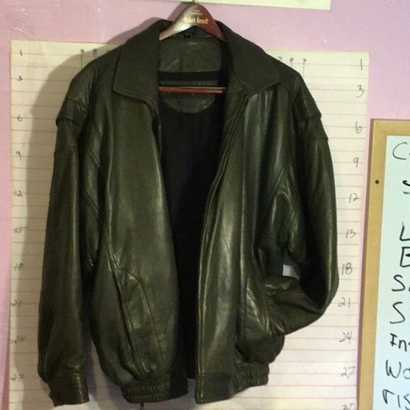 CYPRESS GROVE large man's very soft, supple Leather Coat sz L dk green in color - Picture 1 of 4